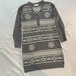 Lucky Brand Sweater Dress Gray Snowflake MISSING BELT Size Large